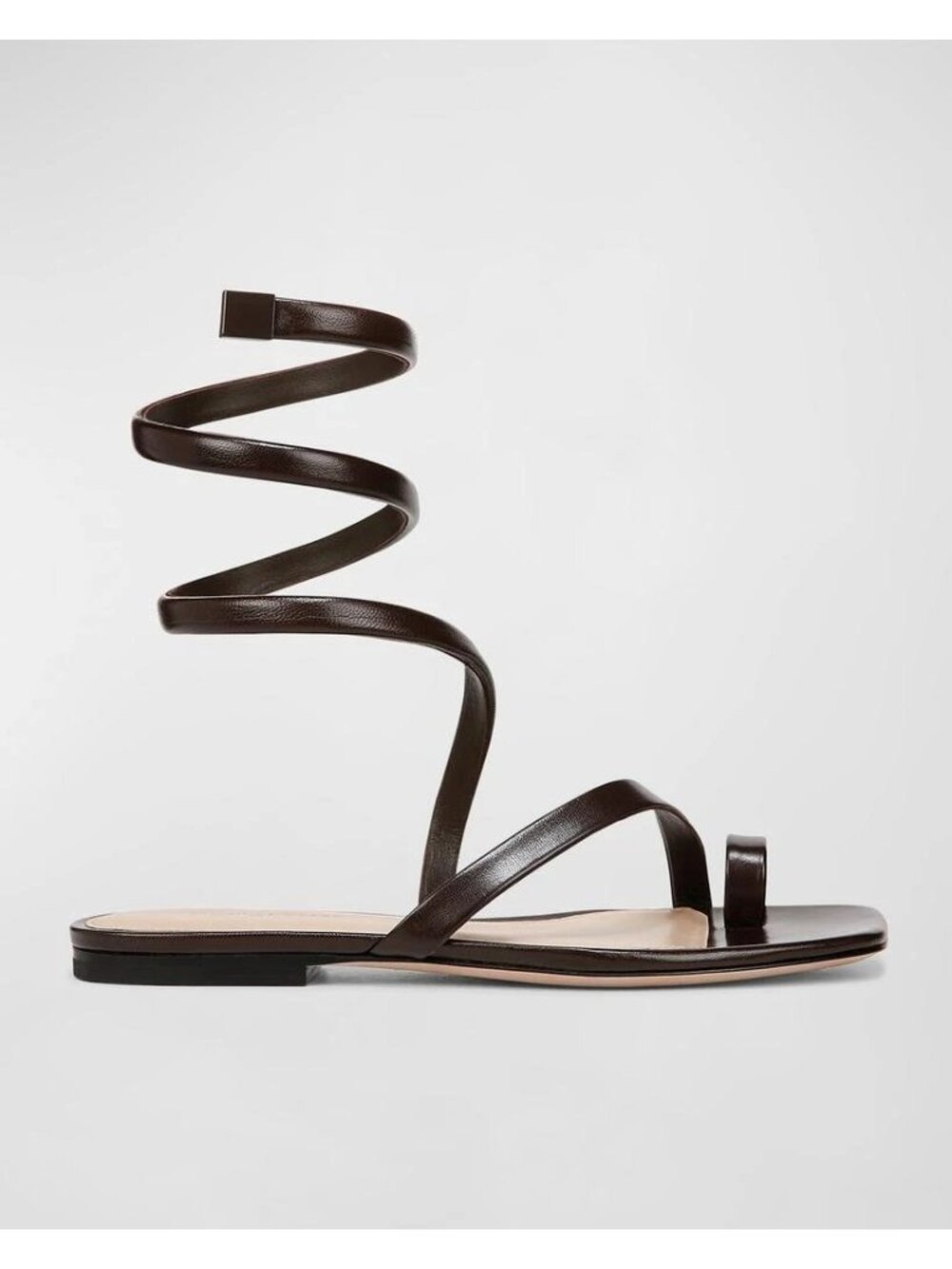 Veronica Beard Size 7 Allura Ankle Wrap Flat Sandals Brown Leather Gladiator